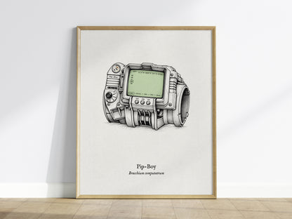 Pip-Boy Poster | Bracchium Computatrum Vintage Scientific Ink Illustration Wall Art — framed wall art