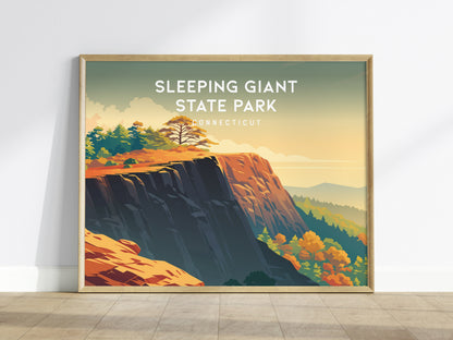 Sleeping Giant State Park Landscape Poster | Connecticut Hiking Vacation Wall Art — framed wall art