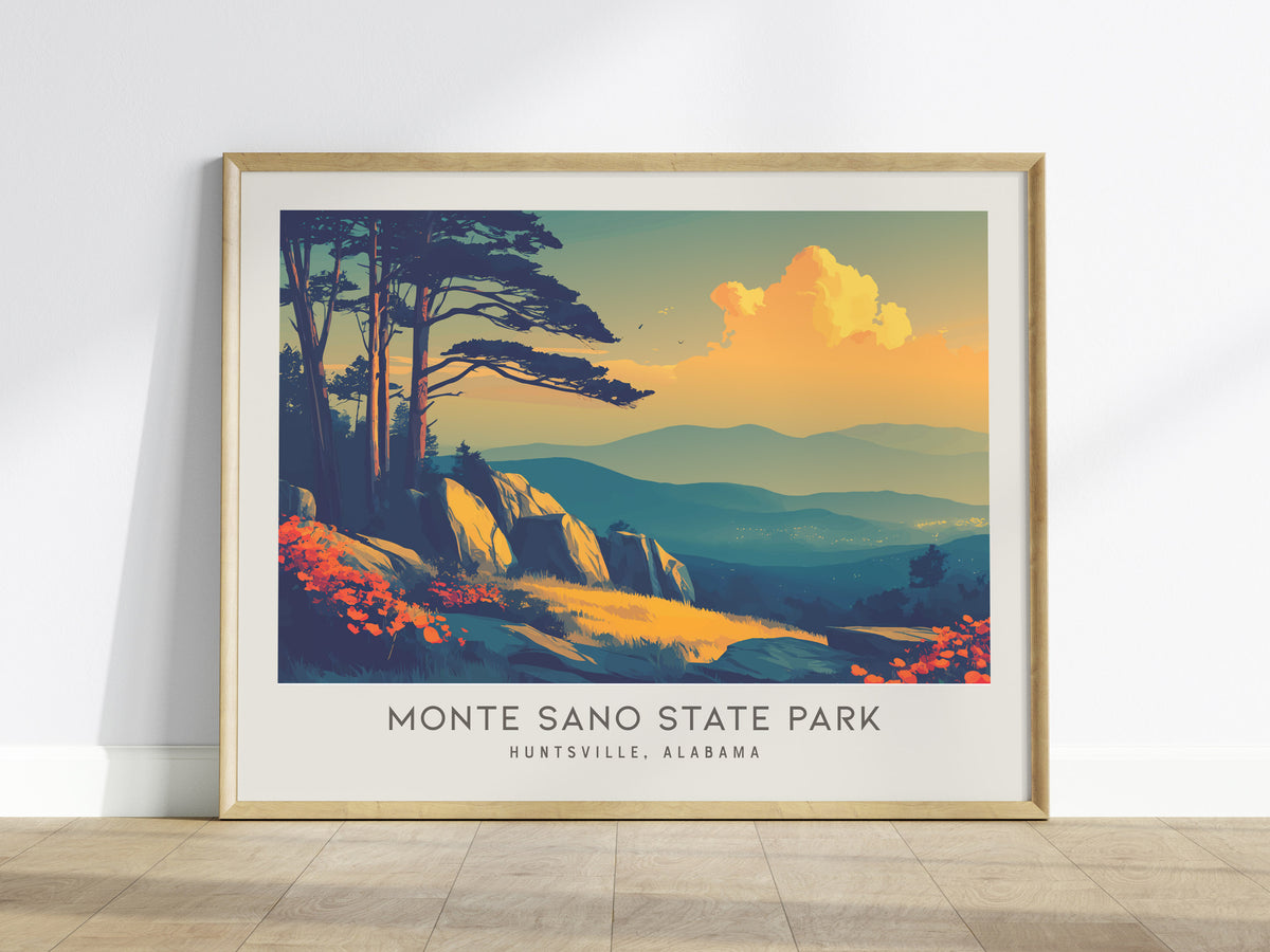 Monte Sano State Park Landscape Matte Border Poster | Huntsville, Alabama Vacation Wall Art — framed wall art