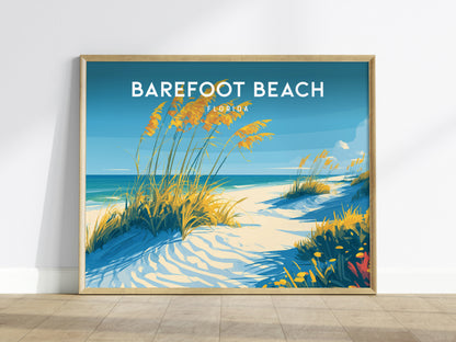 Barefoot Beach, Florida Poster | Tropical Shoreline Landscape Coastal Decor Wall Art — framed wall art