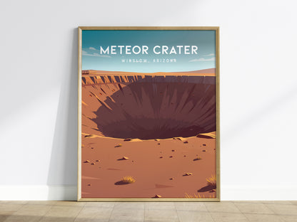 Meteor Crater, Winslow, Arizona Poster | Desert Adventure Travel Wall Art — framed wall art