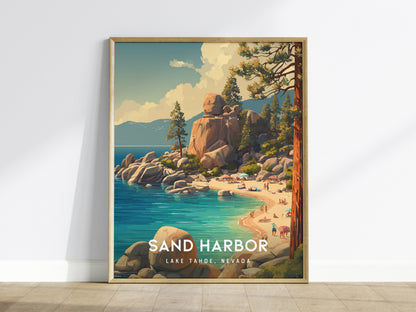Sand Harbor, Lake Tahoe, Nevada Poster | Turquoise Waters & Granite Shores Wall Art — framed wall art