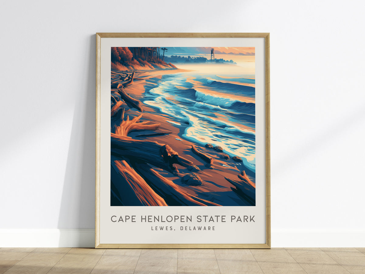 Cape Henlopen State Park Matte Border Poster | Lewes, Delaware Travel Wall Art — framed wall art