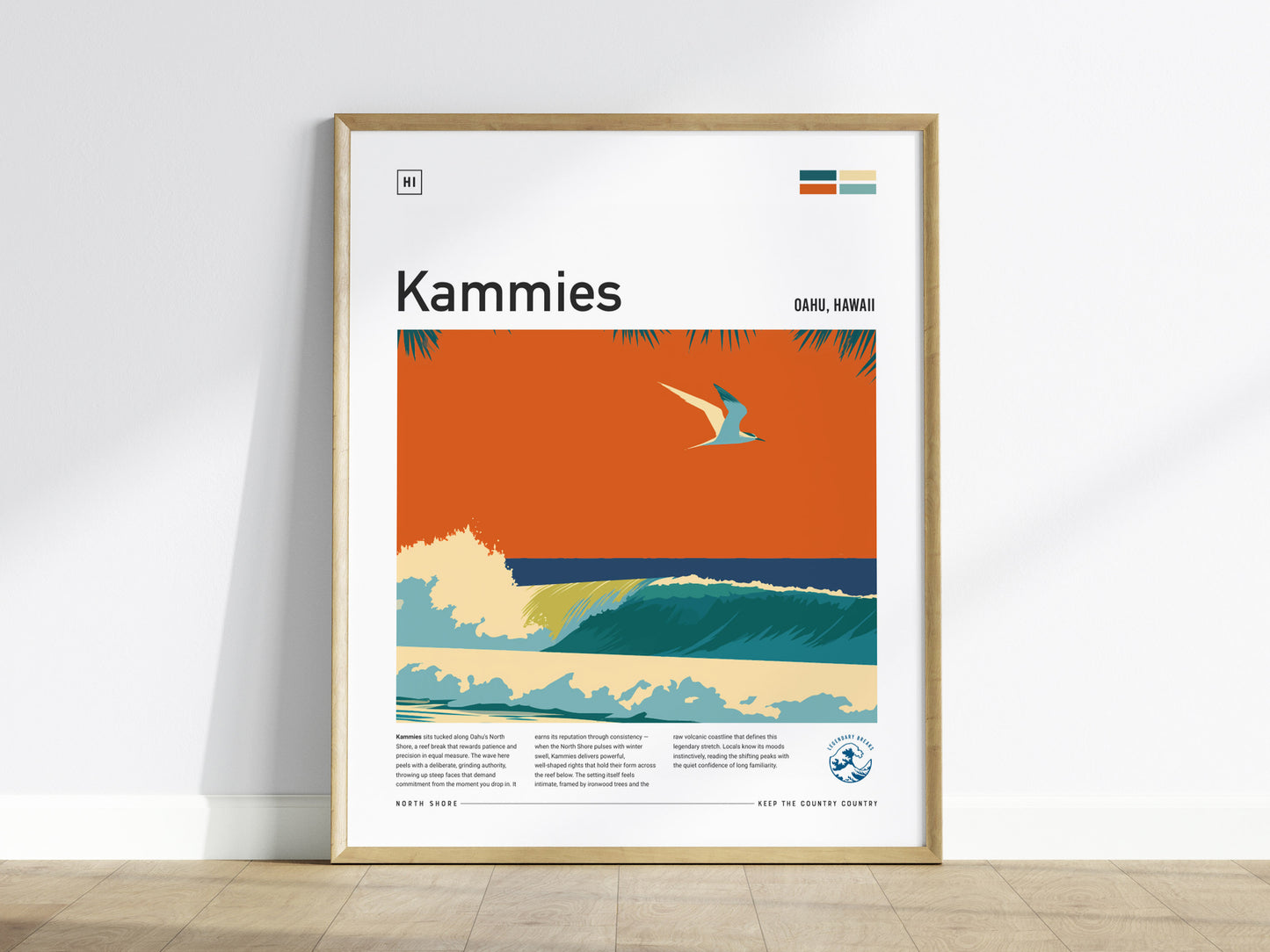 Kammies, Hawaii Poster | Tropical Surf Break Paradise Wall Art — framed wall art