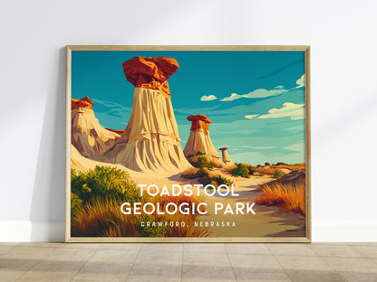 Toadstool Geologic Park Landscape Poster | Crawford, Nebraska Vacation Wall Art — framed wall art