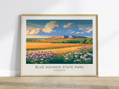 Blue Mounds State Park Landscape Matte Border Poster | Minnesota Travel Wall Art — framed wall art