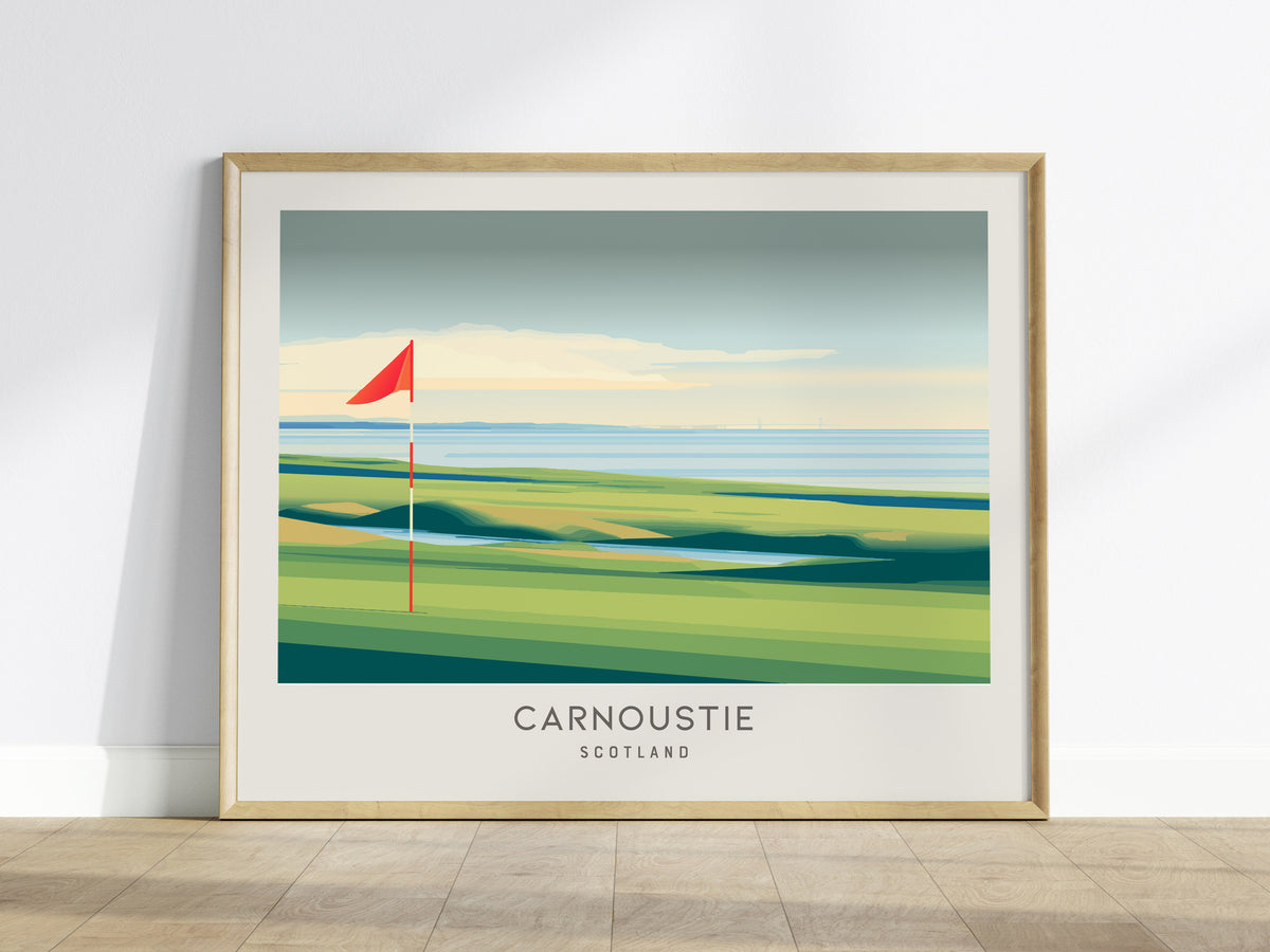 Carnoustie Landscape Matte Border Poster | Scotland Golf Course Print Travel Wall Art — framed wall art