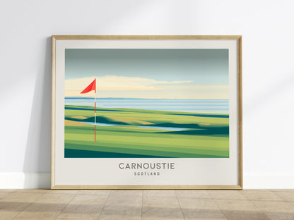 Carnoustie Landscape Matte Border Poster | Scotland Golf Course Print Travel Wall Art — framed wall art