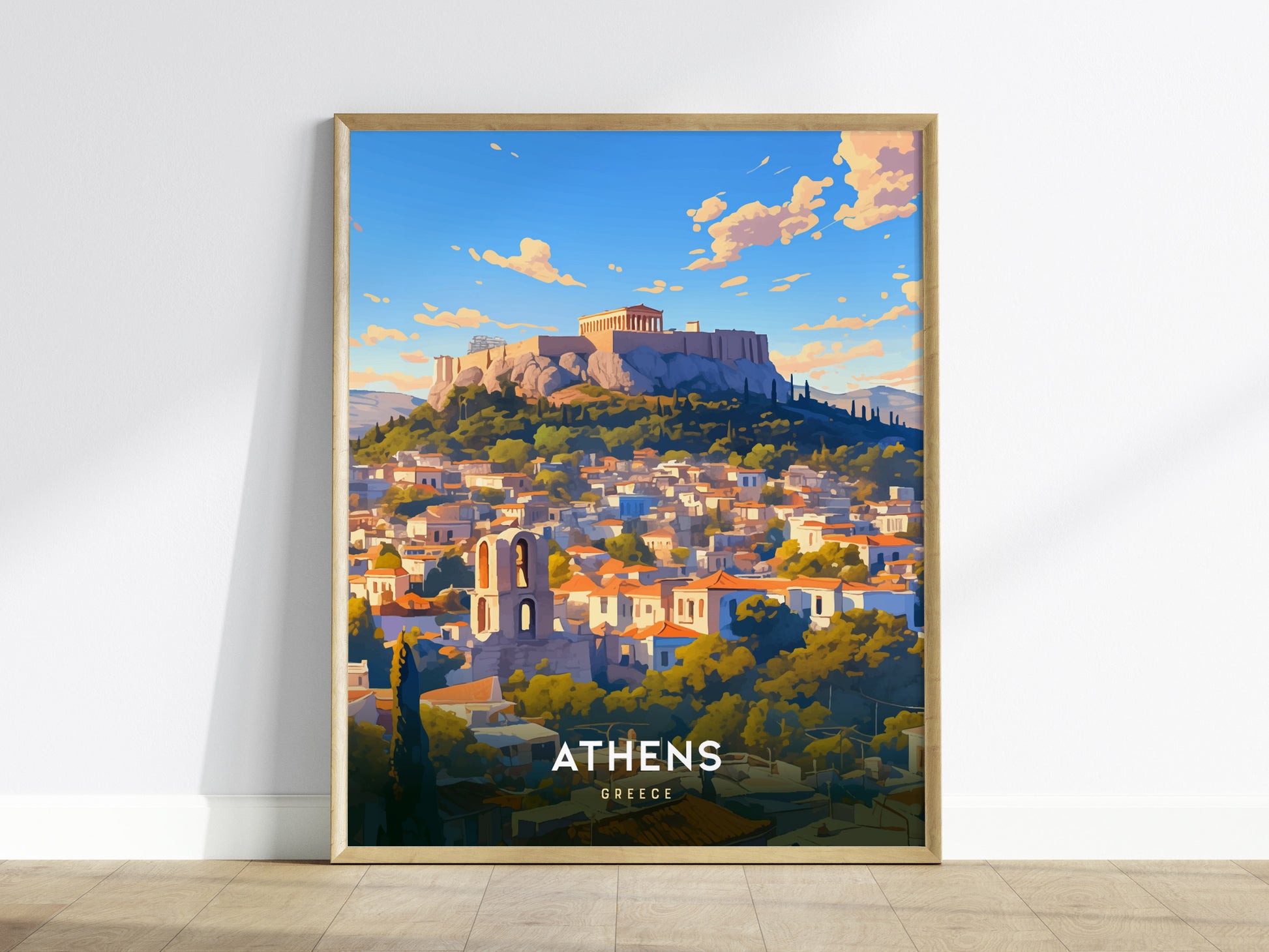 Athens Greece Acropolis & Parthenon Poster | Historic Europe Travel Print Wall Art