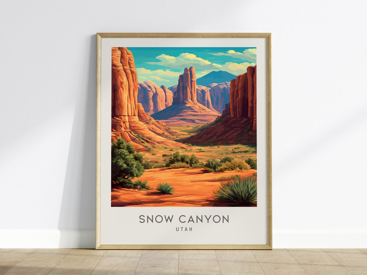 Snow Canyon Matte Border Poster | Utah Travel Wall Art — framed wall art