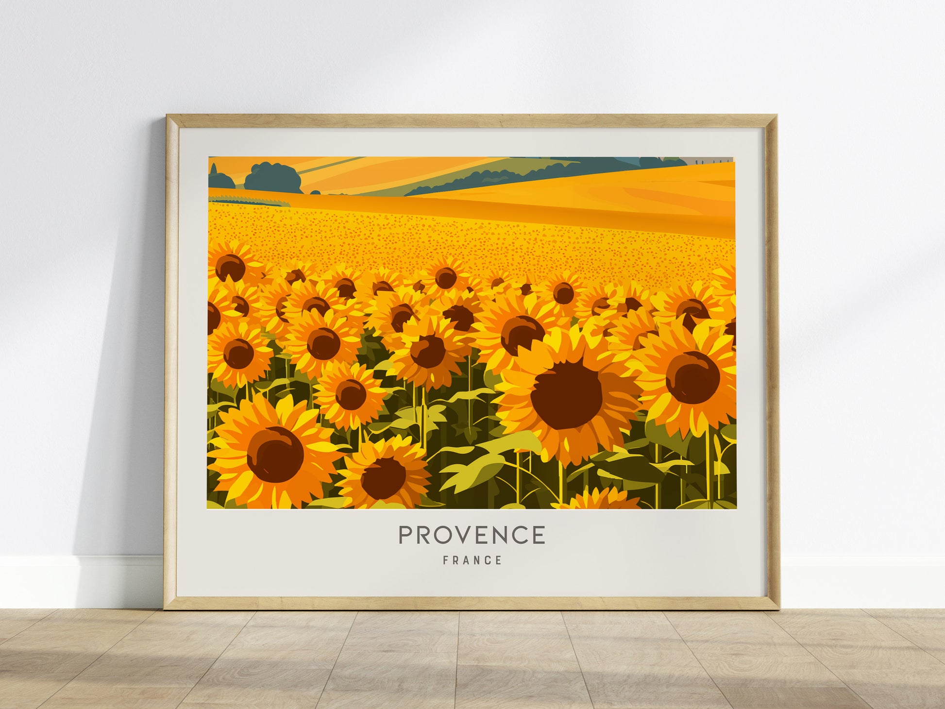 Provence Landscape Matte Border Poster | France Travel Wall Art — framed wall art