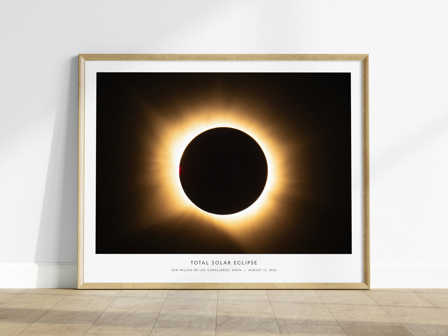 Total Solar Eclipse Landscape Poster | NASA Astronomy Print San Millán De Los Caballeros, Spain Wall Art — framed wall art