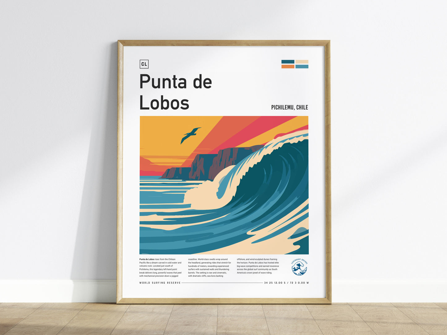 Punta de Lobos, Chile Poster | Dramatic Cliffs & Surf Wall Art — framed wall art
