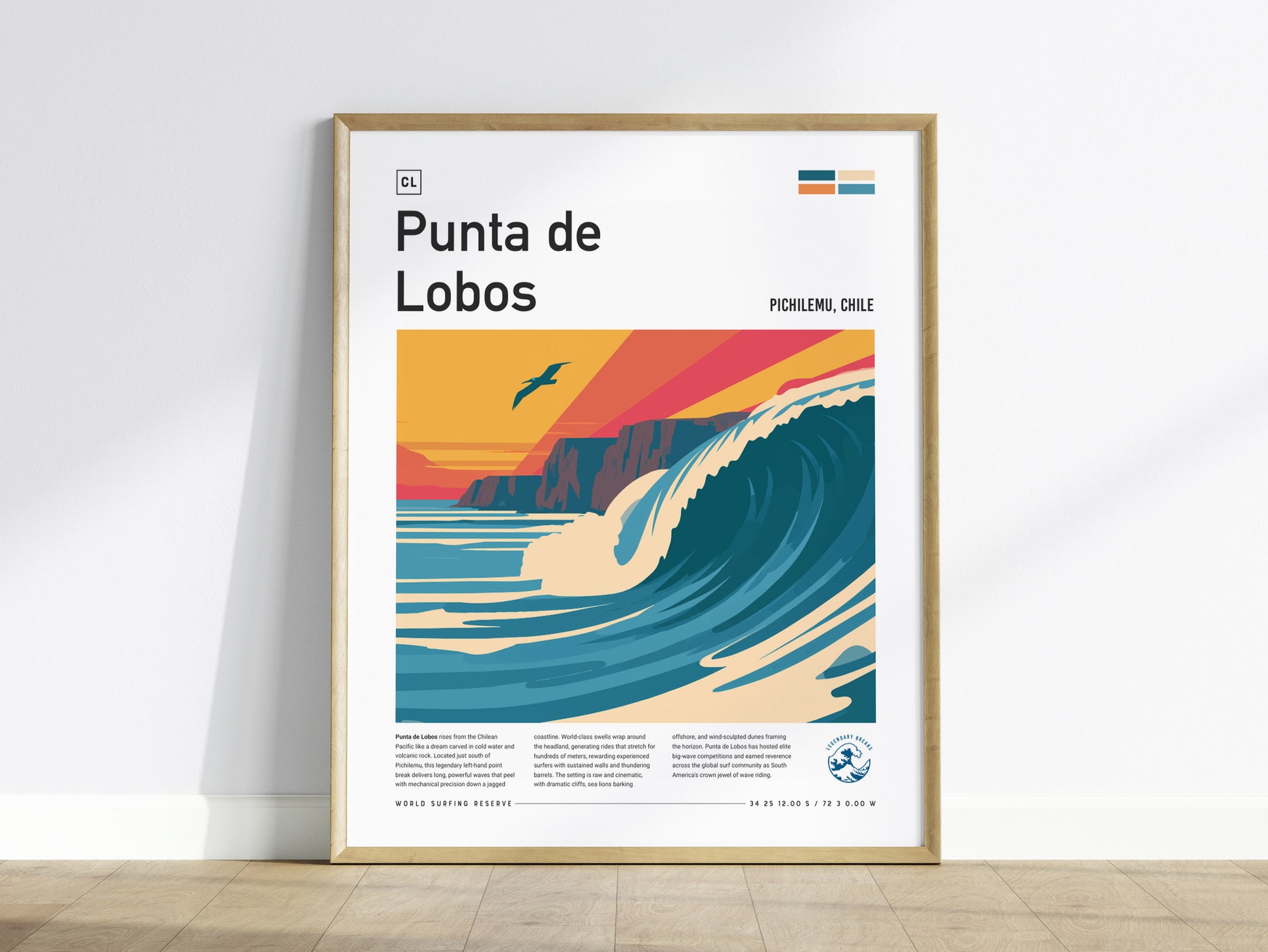 Punta de Lobos, Chile Poster | Dramatic Cliffs & Surf Wall Art — framed wall art