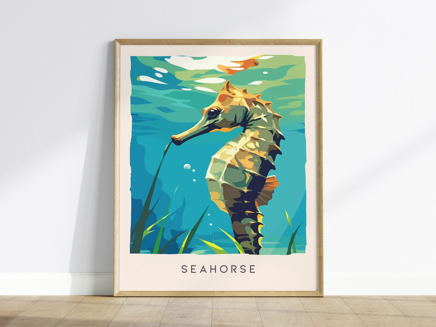 Seahorse Wildlife Poster | Graceful Ocean Creature Fine Wall Art — framed wall art