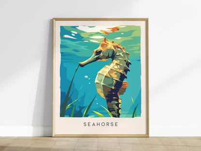 Seahorse Wildlife Poster | Graceful Ocean Creature Fine Wall Art — framed wall art