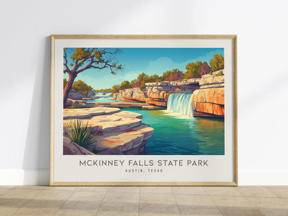 McKinney Falls State Park Landscape Matte Border Poster | Austin, Texas Framed or Unframed Travel Wall Art — framed wall art
