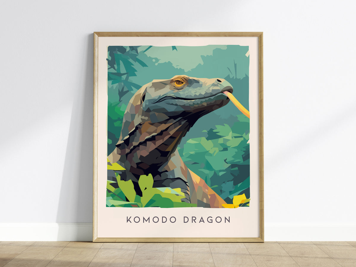 Komodo Dragon Poster | Ancient Reptile Wildlife Wall Art — framed wall art