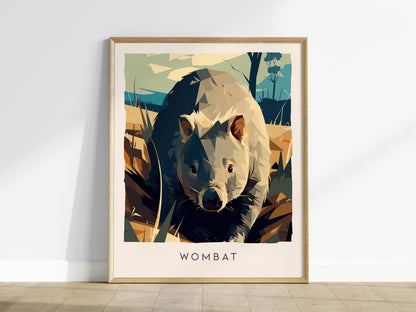 Wombat, Vombatus Ursinus Poster | Charming Australian Wildlife Wall Art — framed wall art