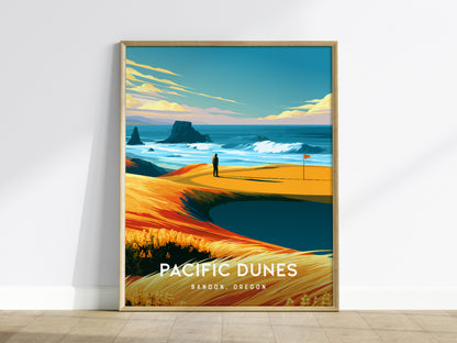 Pacific Dunes, Bandon, Oregon Poster | Links Poster Golfer Gift Wall Art — framed wall art