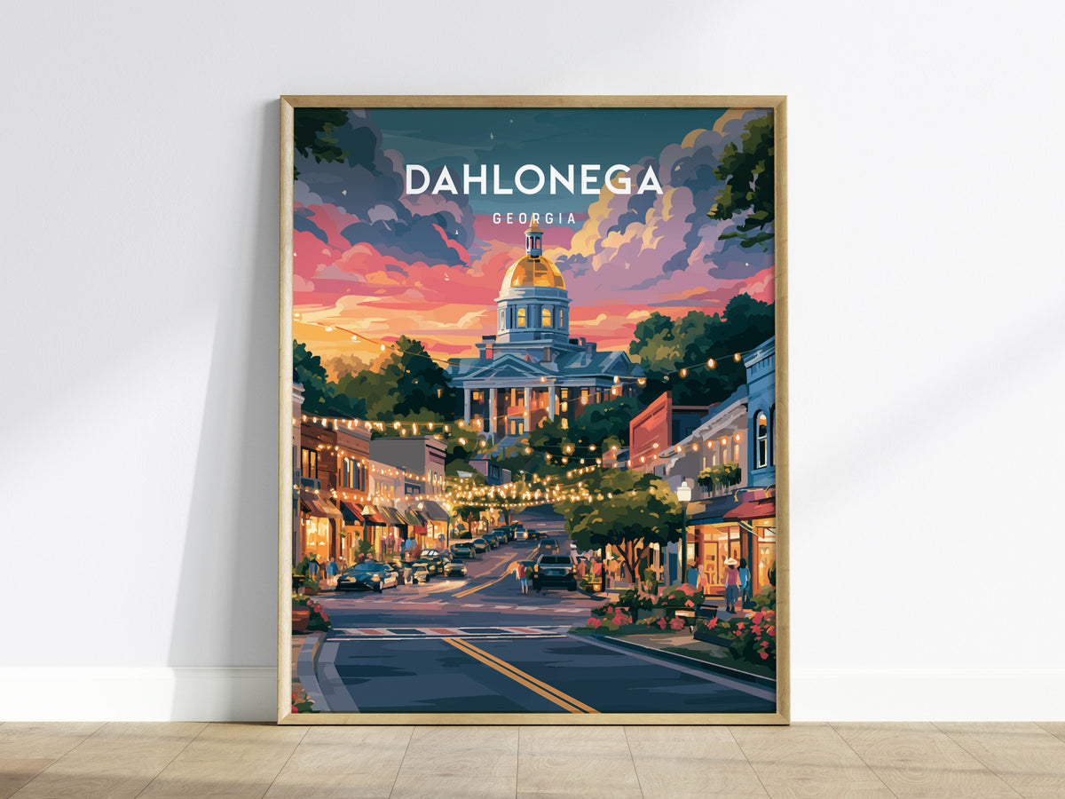Dahlonega, Georgia Poster | Gold Rush Mountain Town Wall Art — framed wall art