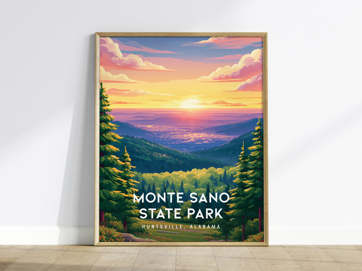 Monte Sano State Park, Huntsville, Alabama Poster | Mountain Forest Trail Destination Print Wall Art — framed wall art
