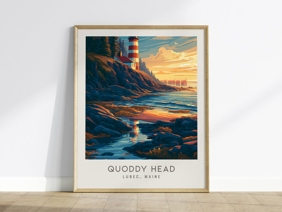 Quoddy Head Matte Border Poster | Lubec, Maine Coastal Beach Decor — framed wall art