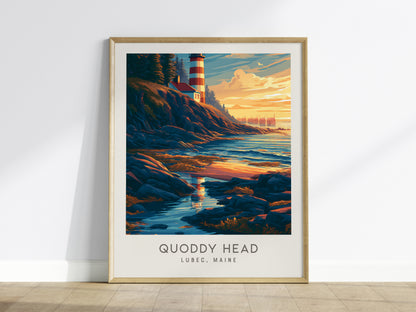 Quoddy Head Matte Border Poster | Lubec, Maine Coastal Beach Decor — framed wall art