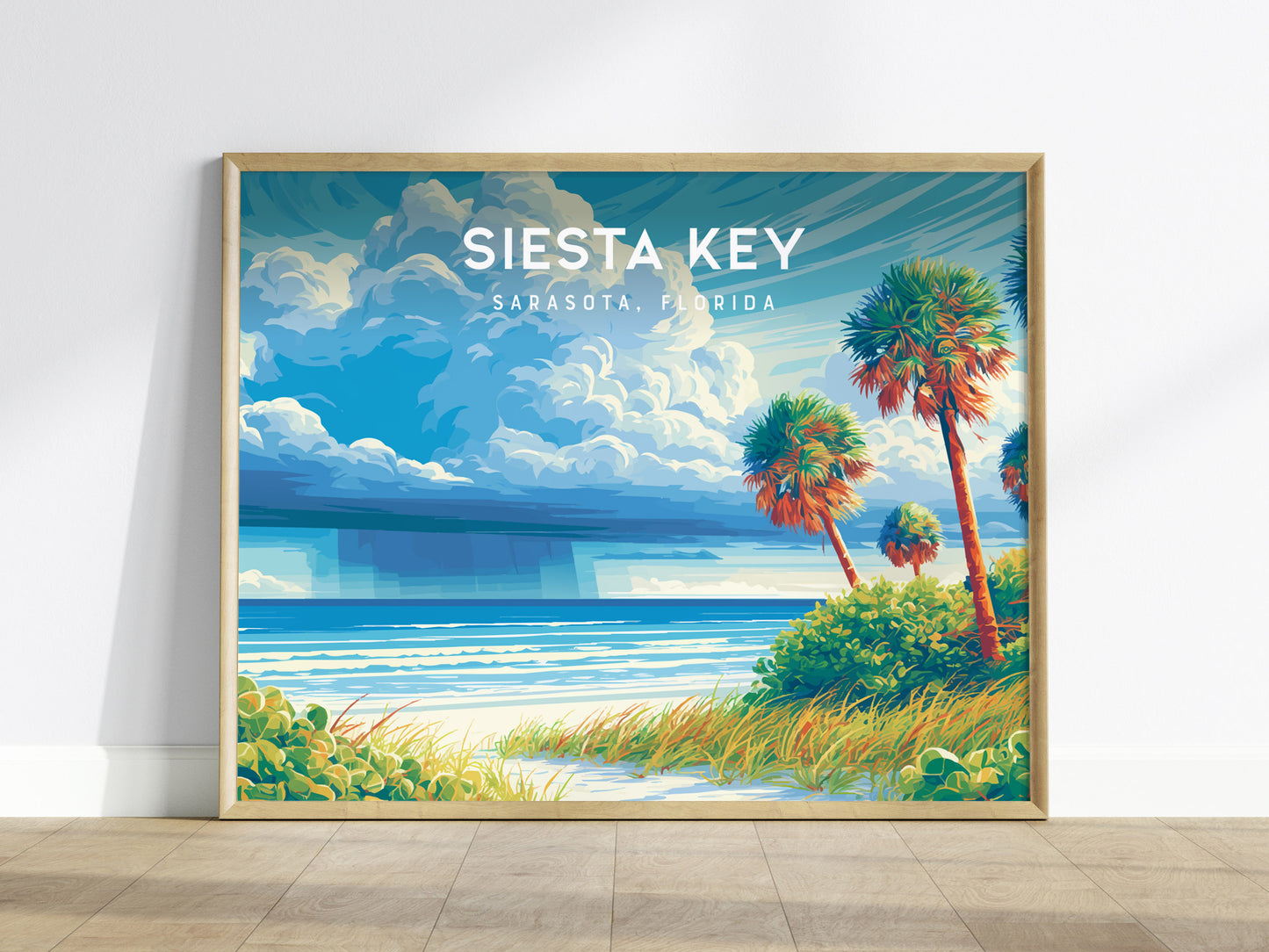 Siesta Key Landscape Poster | Sarasota, Florida Travel Wall Art — framed wall art