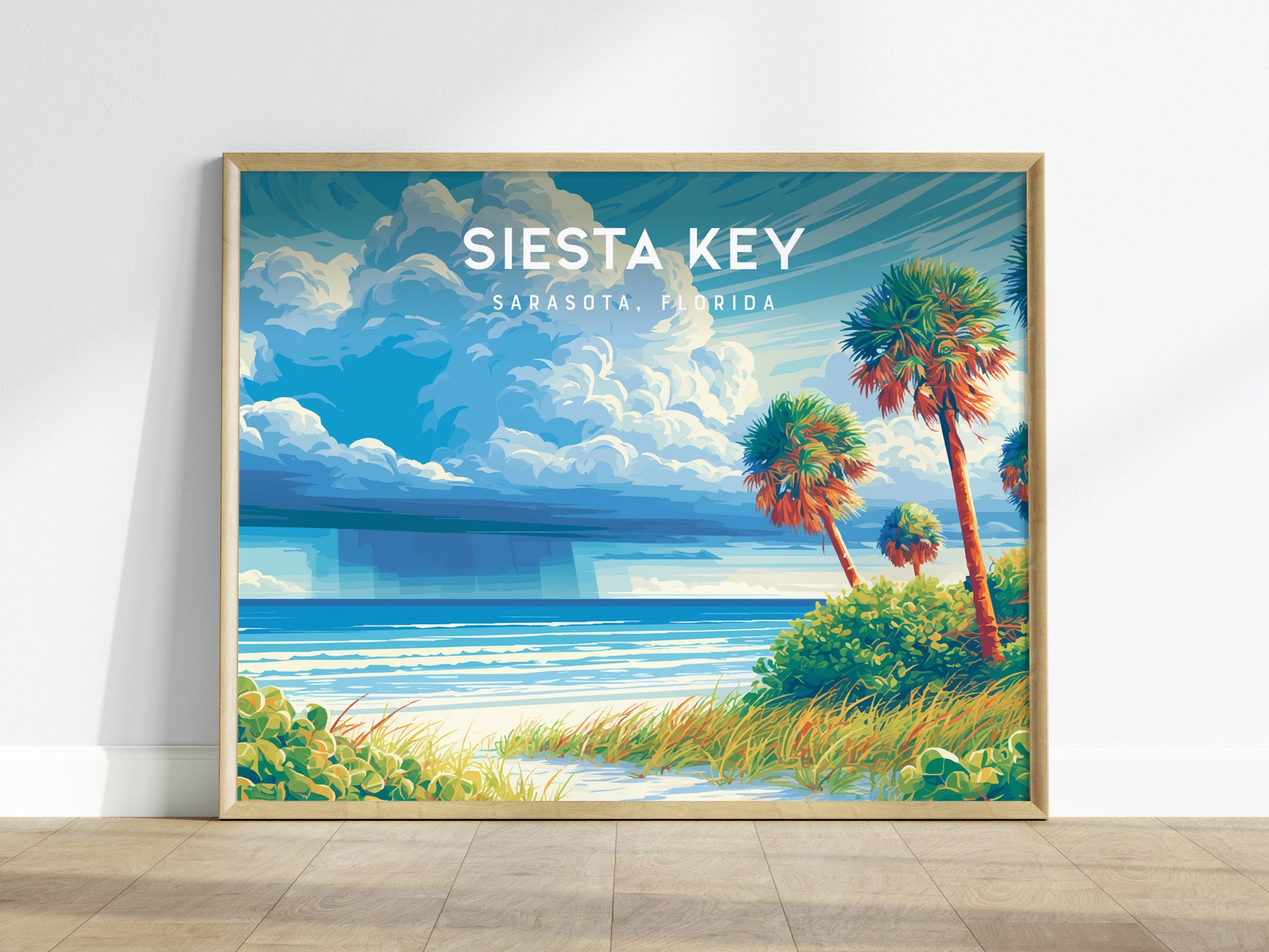 Siesta Key Landscape Poster | Sarasota, Florida Travel Wall Art — framed wall art