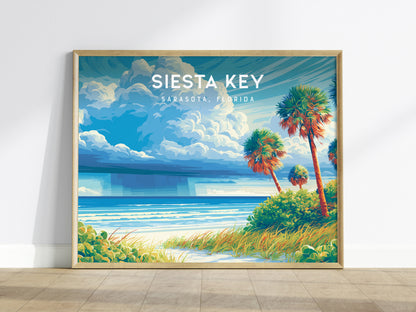 Siesta Key Landscape Poster | Sarasota, Florida Travel Wall Art — framed wall art