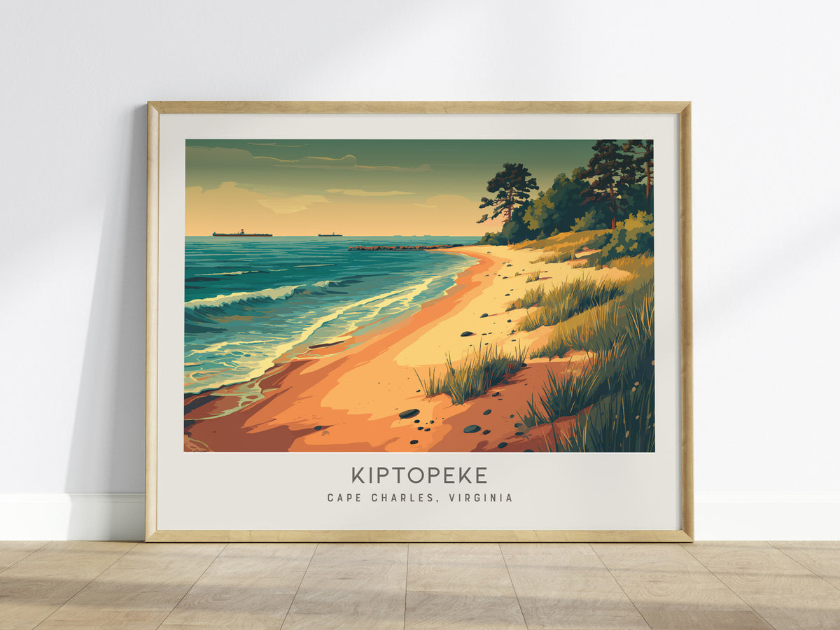 Kiptopeke Landscape Matte Border Poster | Cape Charles, Virginia Beach House Decor Travel Gift — framed wall art