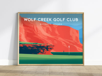 Wolf Creek Golf Club, Mesquite, Nevada Landscape Poster | Dramatic Red Rock Golf Course Print Wall Art — framed wall art