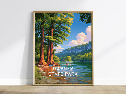 Garner State Park, Texas Poster | Hill Country River Destination Print Wall Art — framed wall art