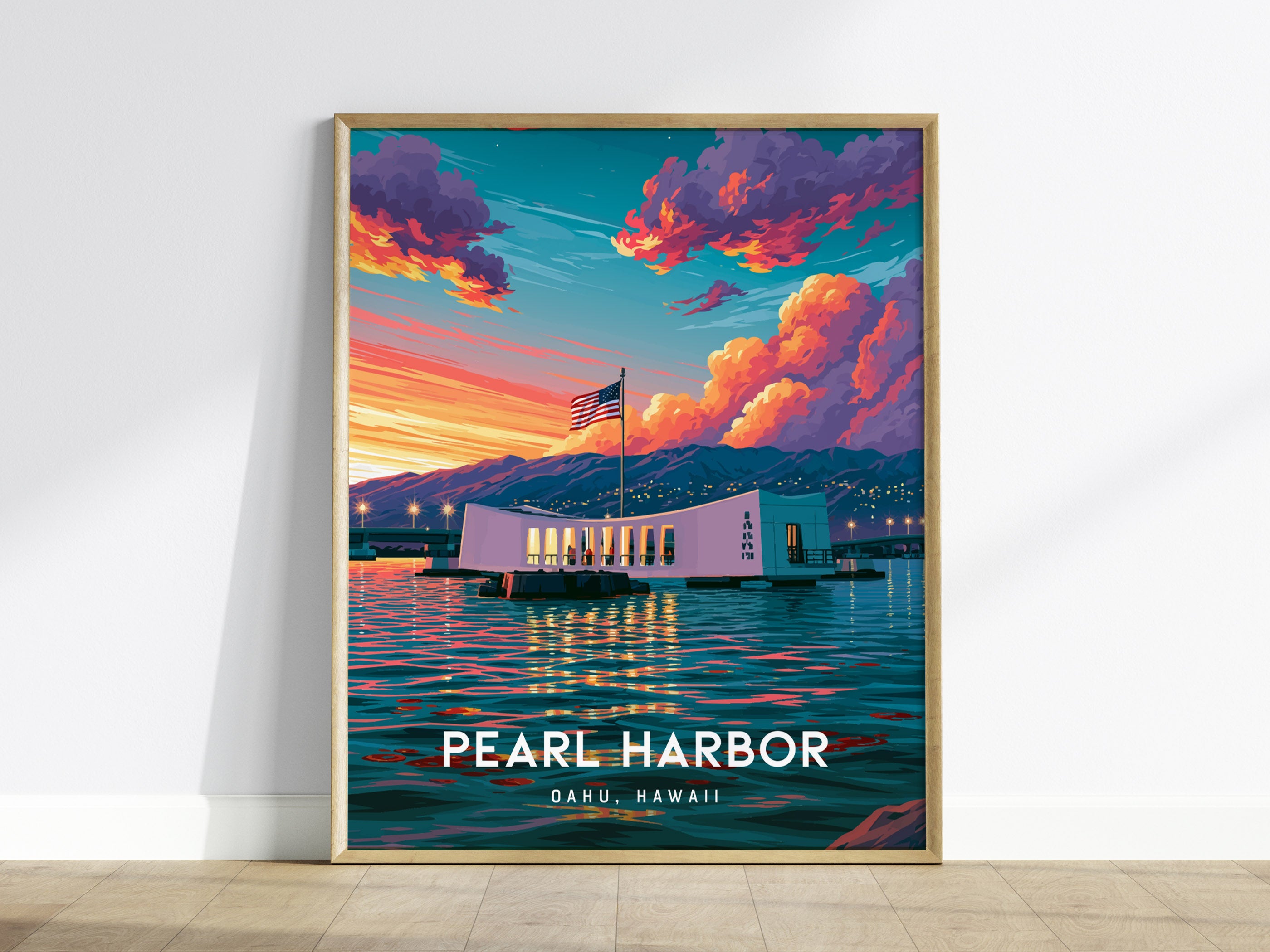 Pearl Harbor, Oahu Poster | Historic Harbor & Memorial Wall Art