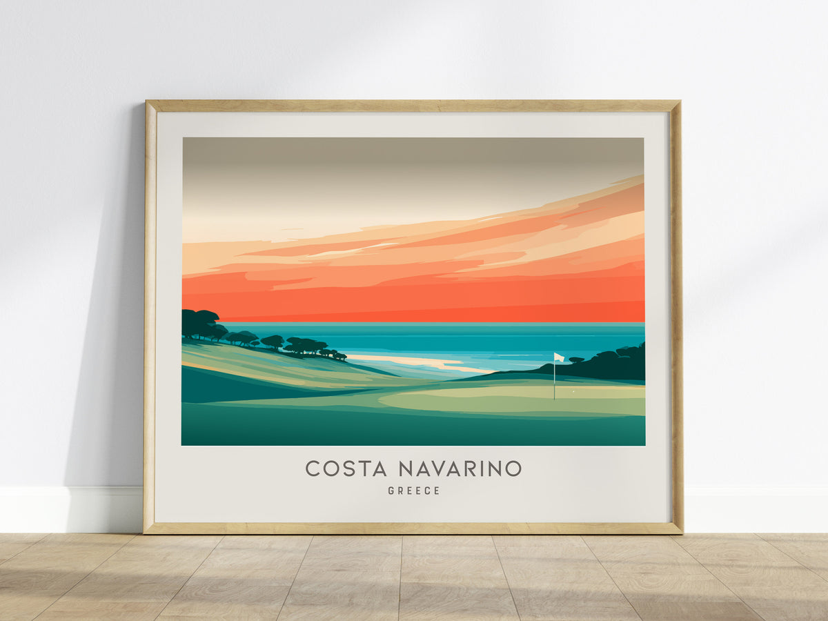 Costa Navarino Landscape Matte Border Poster | Greece Golf Wall Art & Framed or Unframed Links Decor — framed wall art