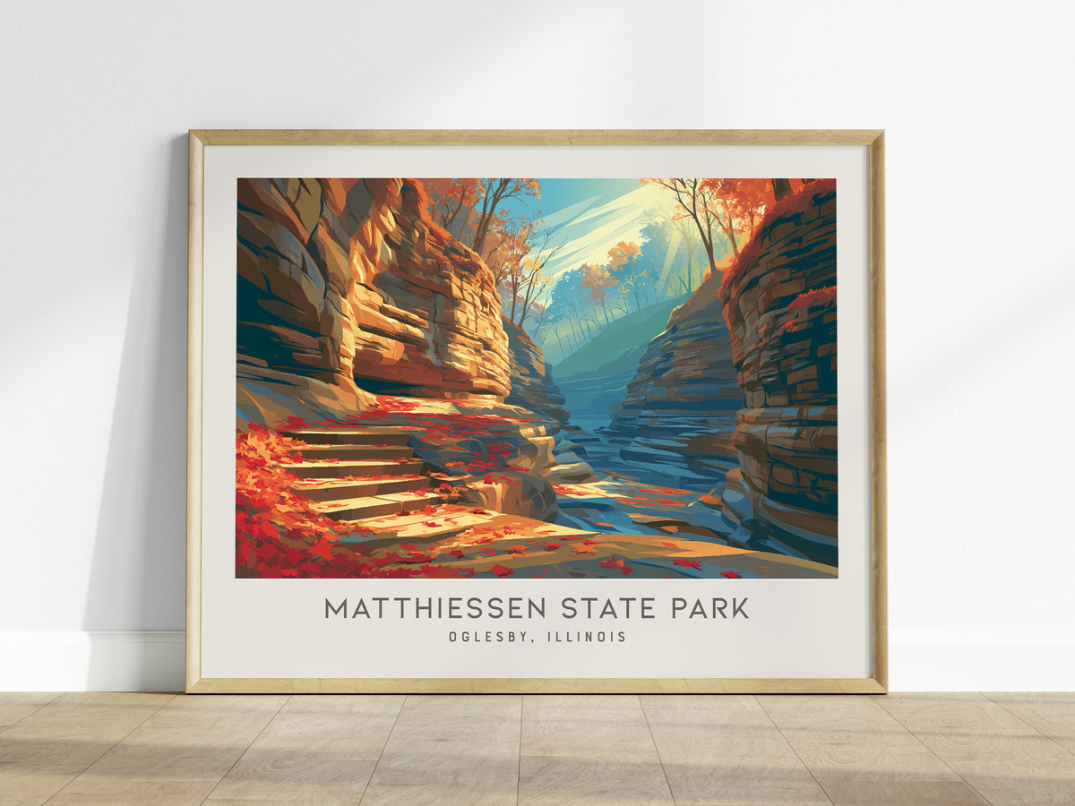 Matthiessen State Park Landscape Matte Border Poster | Oglesby, Illinois Travel Gift Wall Art — framed wall art