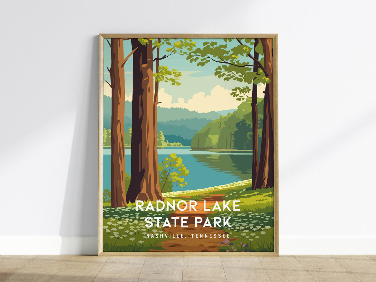Radnor Lake State Park, Nashville, Tennessee Poster | Woodland Lake Serenity Travel Wall Art — framed wall art