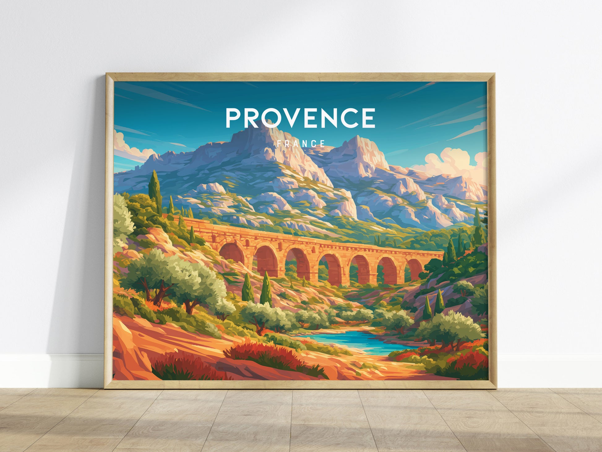Provence, France Landscape Poster | Rolling Countryside Destination Print Wall Art — framed wall art
