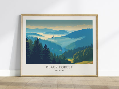 Black Forest Landscape Matte Border Poster | Germany Framed or Unframed Travel Gift — framed wall art