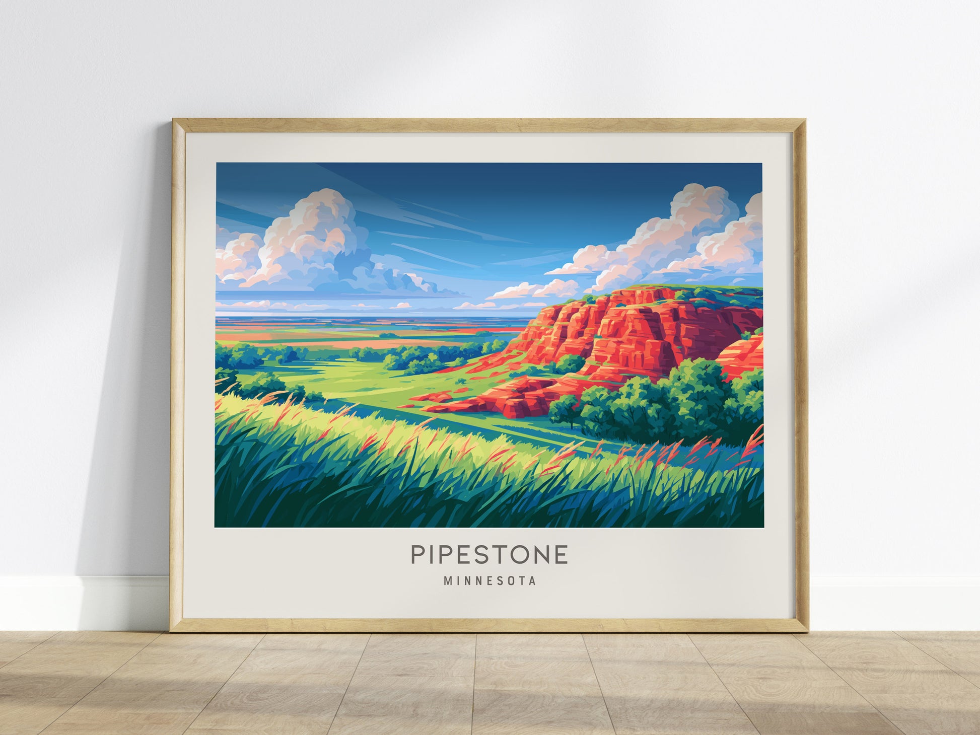 Pipestone Landscape Matte Border Poster | Minnesota Vacation Wall Art — framed wall art