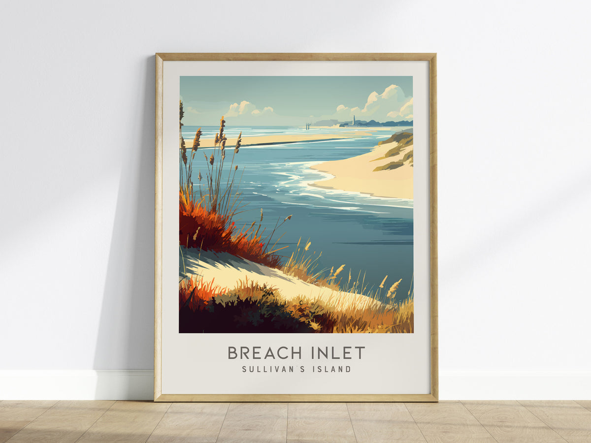 Breach Inlet Matte Border Poster | Sullivan's Island Vacation Wall Art — framed wall art