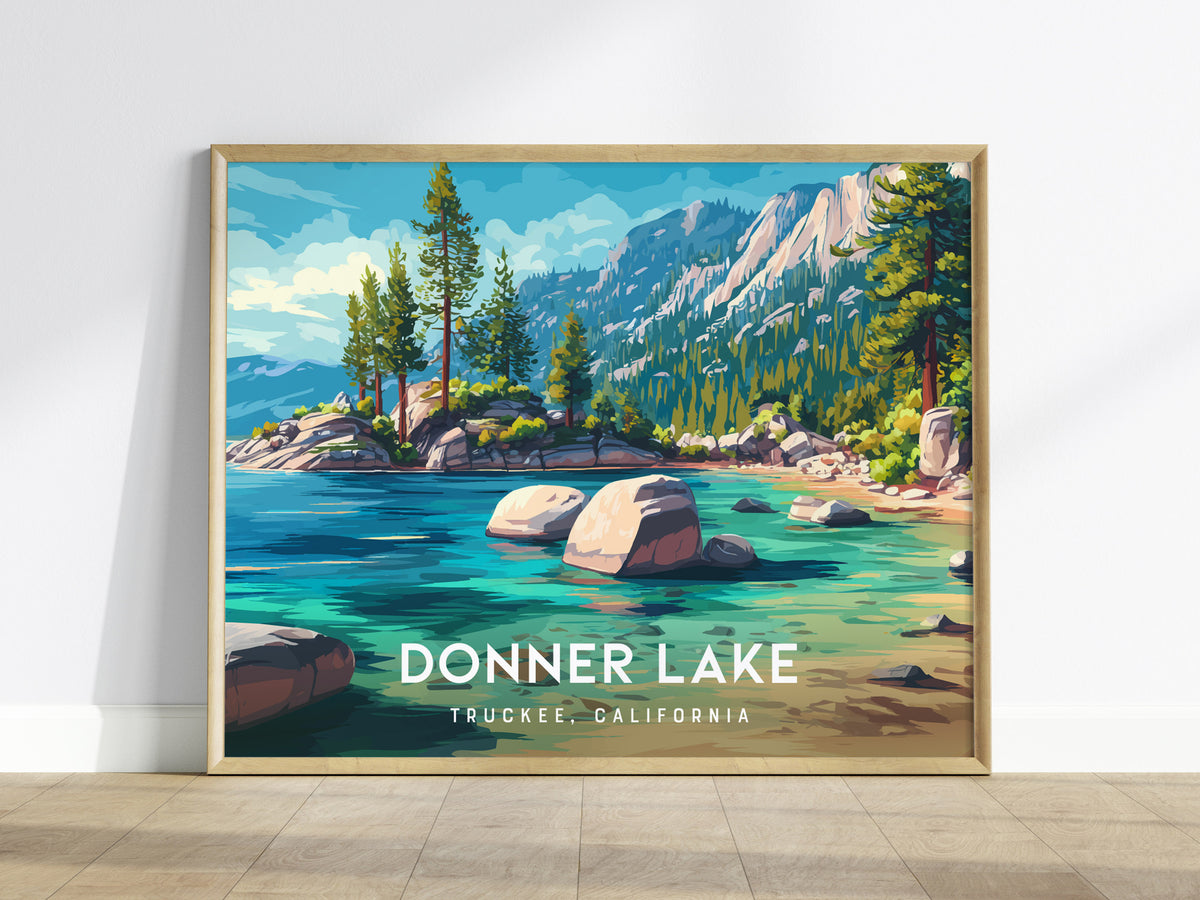 Donner Lake Landscape Poster | Truckee, California Vacation Wall Art — framed wall art