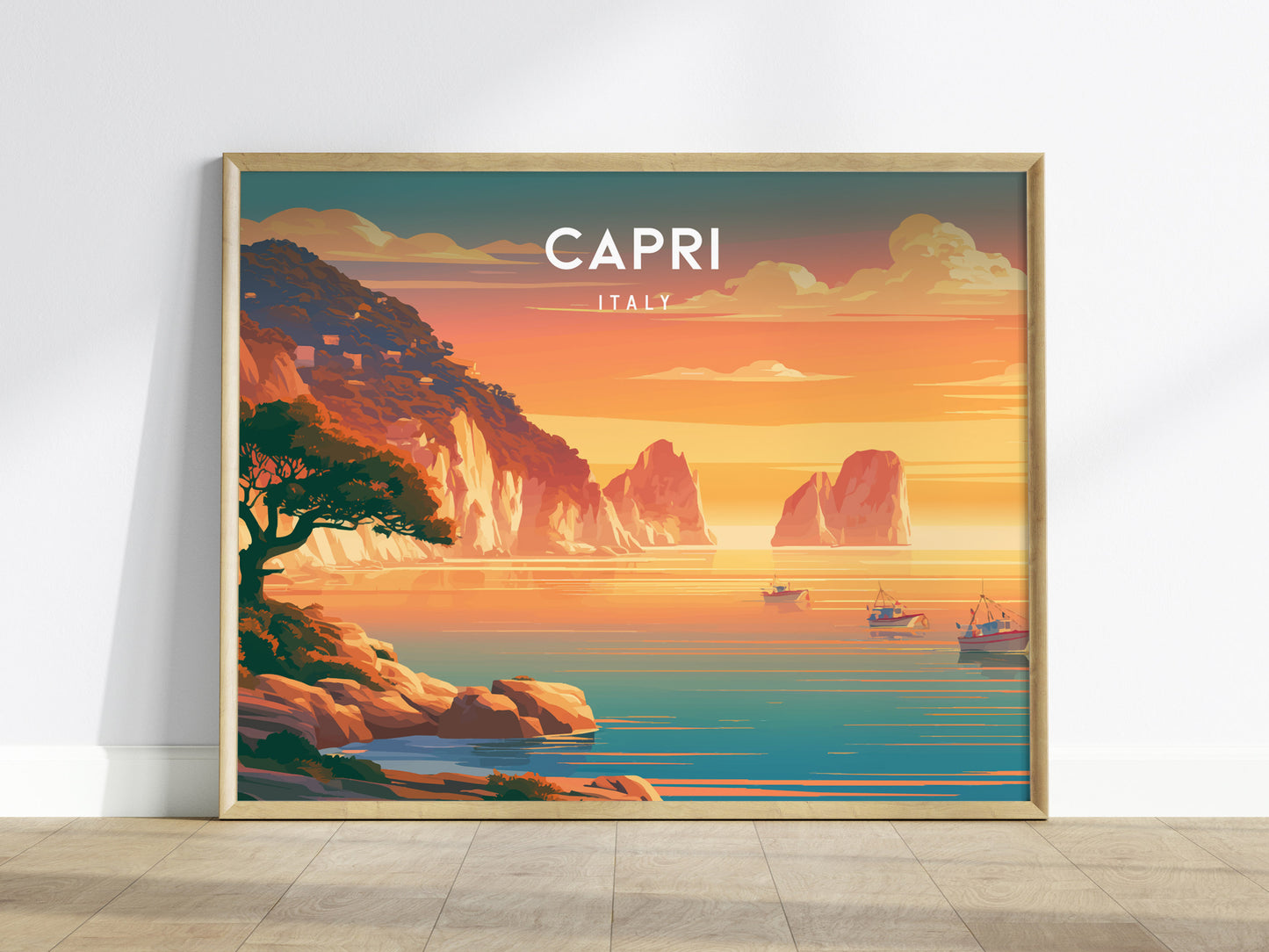 Capri Landscape Poster | Italy Destination Print Framed or Unframed Wall Art — framed wall art