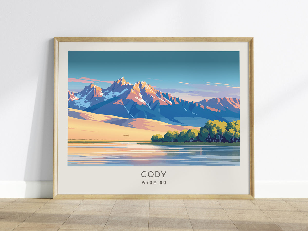 Cody Landscape Matte Border Poster | Wyoming Framed or Unframed Travel Gift — framed wall art