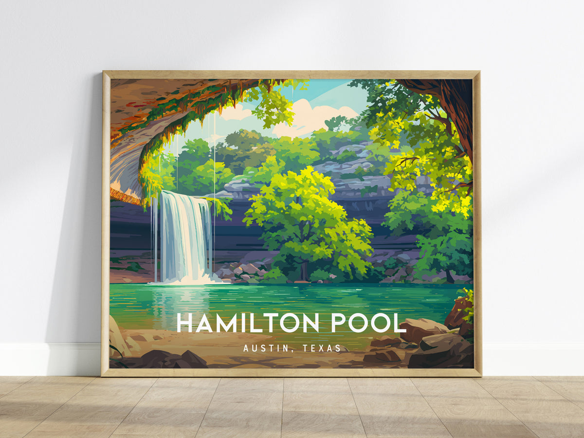 Hamilton Pool Landscape Poster | Austin, Texas Framed or Unframed Beach House Decor Wall Art — framed wall art