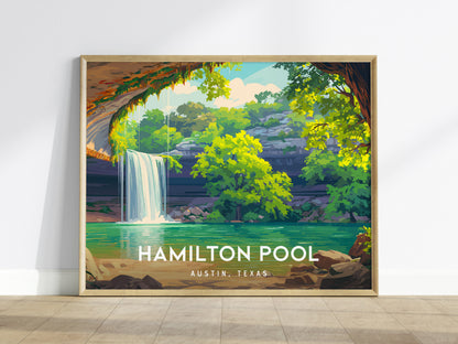 Hamilton Pool Landscape Poster | Austin, Texas Framed or Unframed Beach House Decor Wall Art — framed wall art
