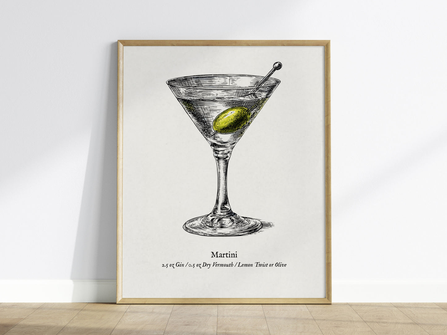 Martini Poster | Vintage Cocktail Scientific Illustration Wall Art — framed wall art