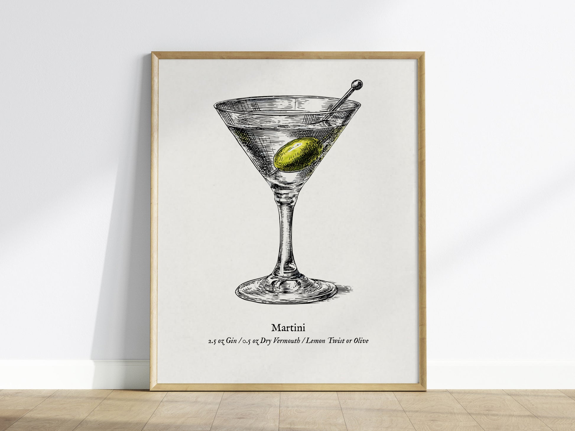 Martini Poster | Vintage Cocktail Scientific Illustration Wall Art — framed wall art
