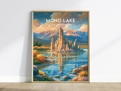 Mono Lake, Lee Vining, California Poster | Tufa Towers & Desert Lake Destination Print — framed wall art